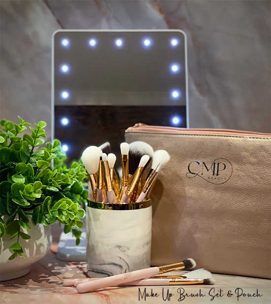 15 Piece Make Up Brush Set & Pouch - Rose Gold