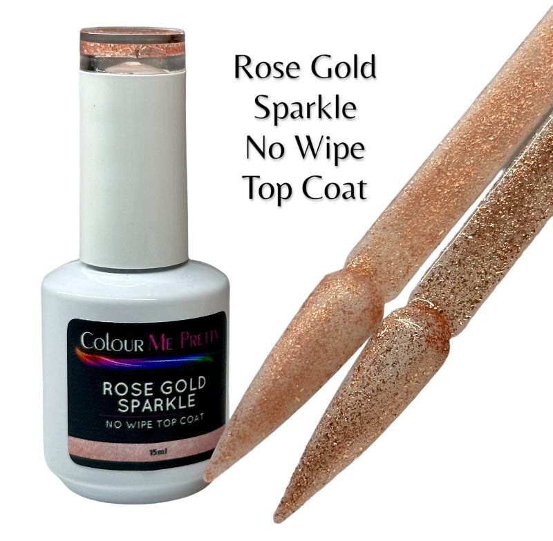 UV/LED - Rose Gold Sparkle No Wipe Top Coat 15ml