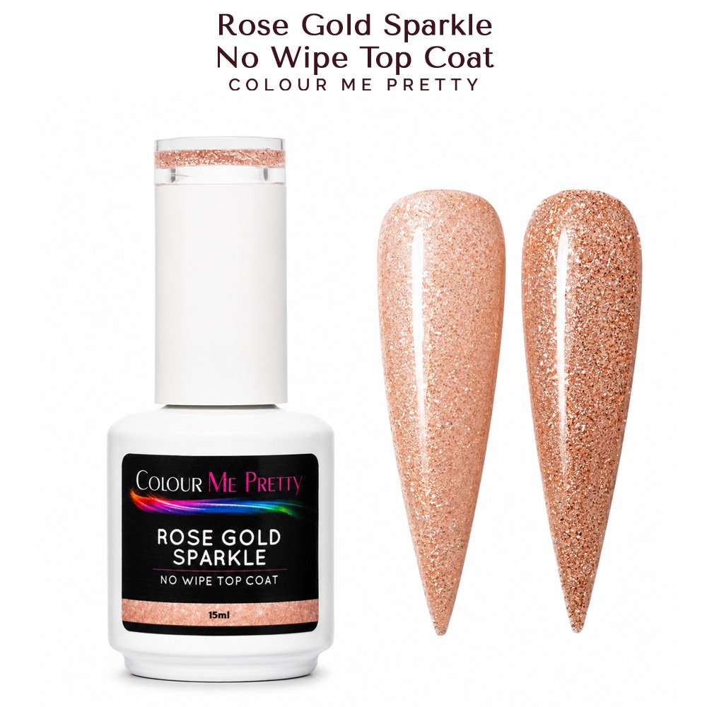 UV/LED - Rose Gold Sparkle No Wipe Top Coat 15ml